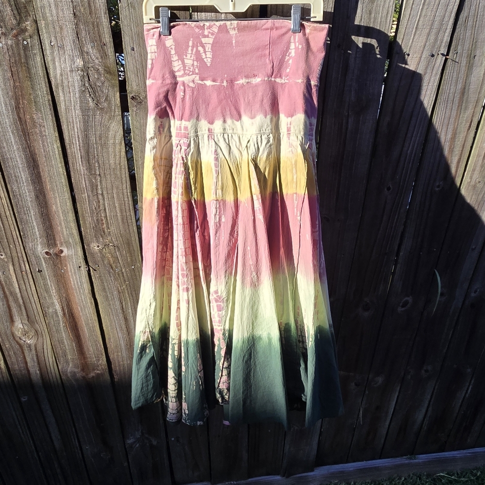 Solitaire Skirt Striped Long Cotton Pull On M